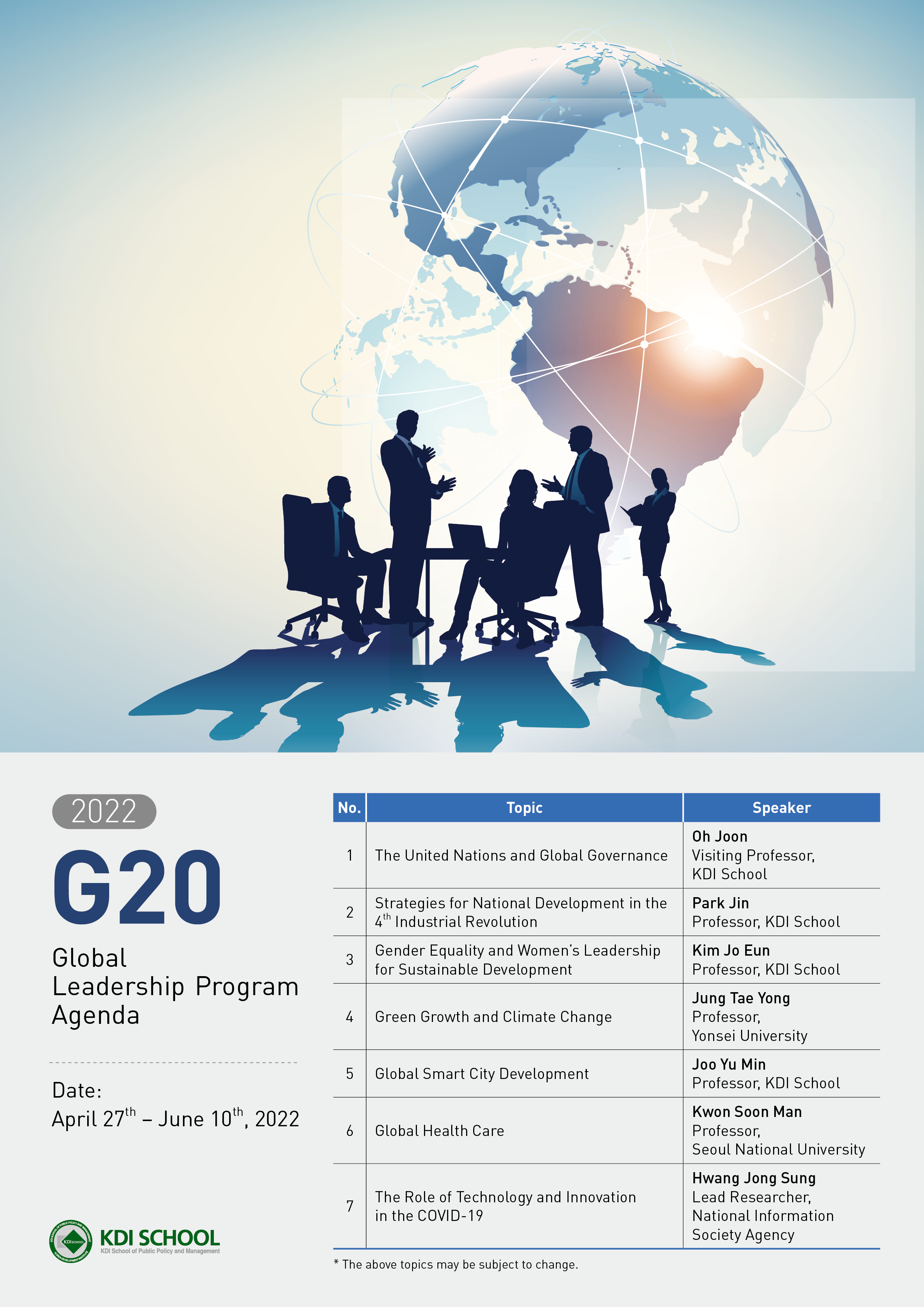 2022 G20 Global Leadership Program Agenda